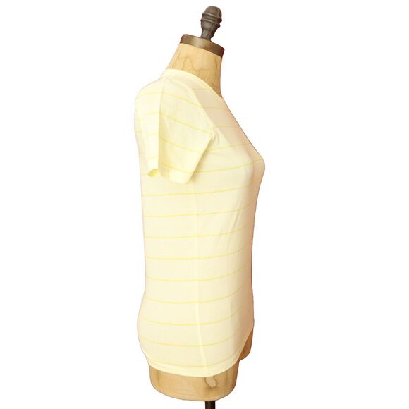 EVERLANE The Organic Cotton Crewneck Striped Tee XL Yellow T-Shirt NWT B86 - Picture 3 of 6